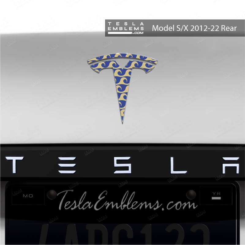 Japanese Waves Tesla Emblem Decals (Front + Back) - Tesla Emblems