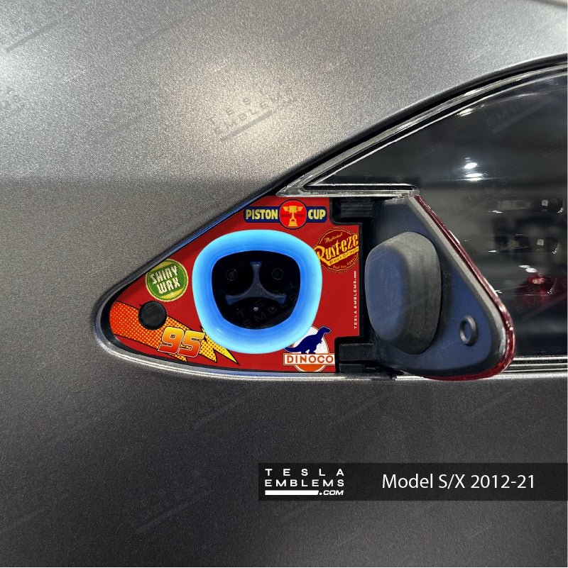 Lightning McQueen Tesla Charge Port Wrap - Tesla Emblems