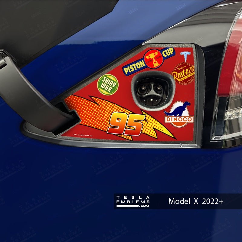 Lightning McQueen Tesla Charge Port Wrap - Tesla Emblems