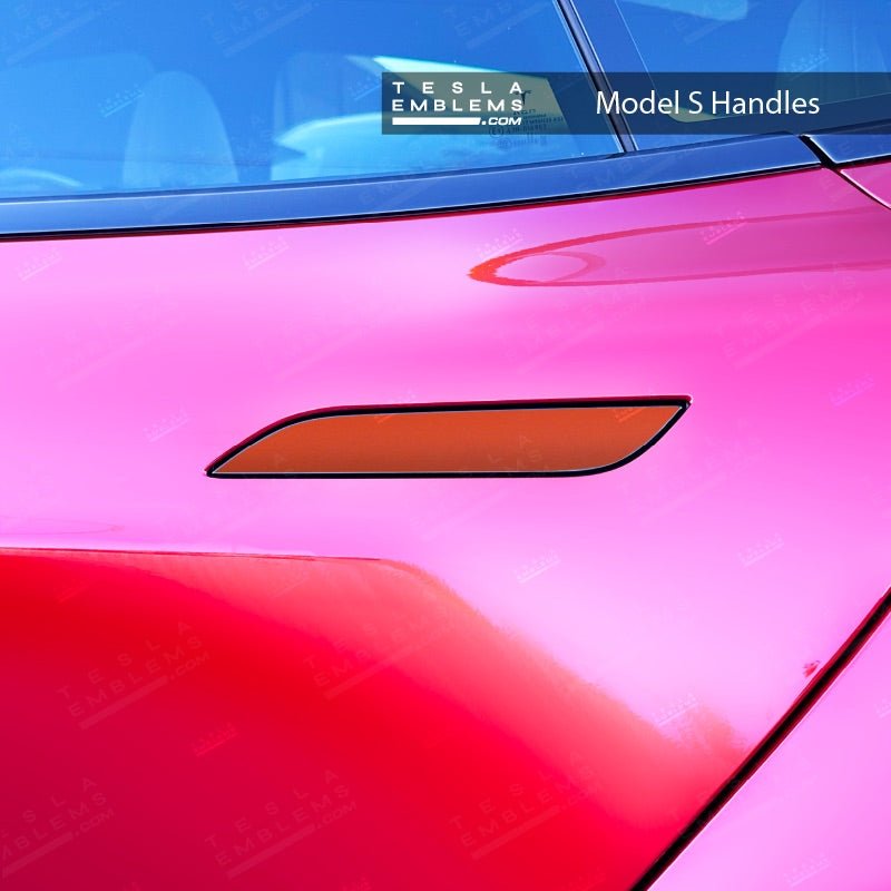 3M Matte Red Tesla Door Handle Decals (4pcs) - Tesla Emblems