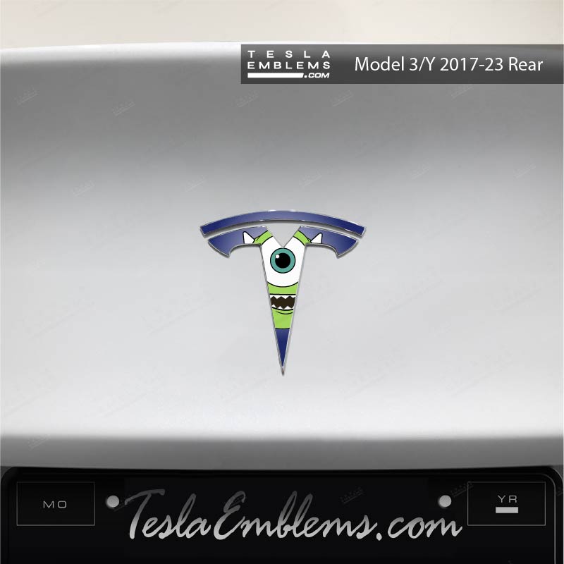 Monsters Inc Mike Tesla Emblem Decals (Front + Back) - Tesla Emblems