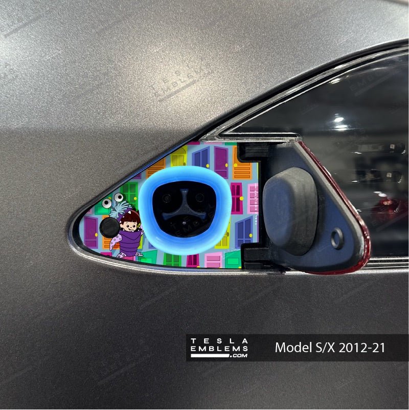 Monsters Inc. Tesla Charge Port Wrap - Tesla Emblems