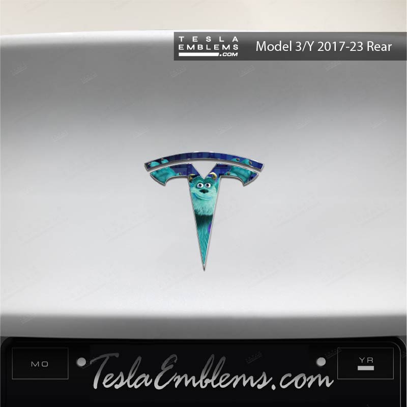 Monsters Inc Sully Tesla Emblem Decals (Front + Back) - Tesla Emblems