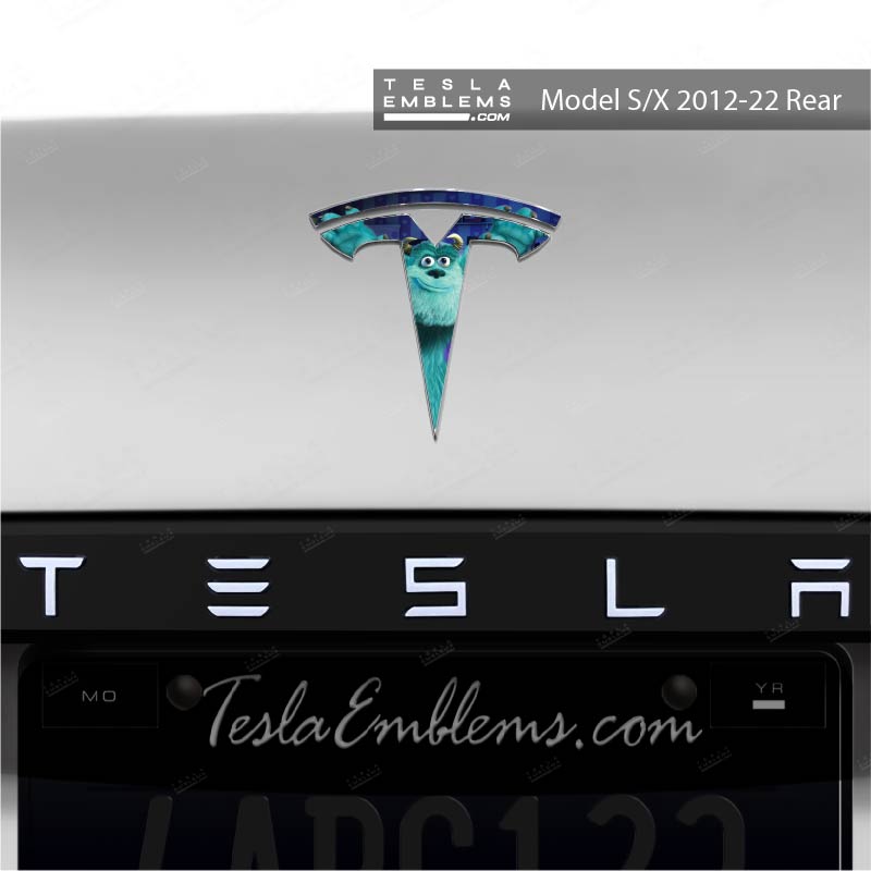 Monsters Inc Sully Tesla Emblem Decals (Front + Back) - Tesla Emblems