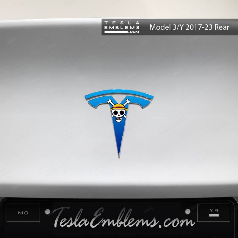 One Piece Tesla Emblem Decals (Front + Back) - Tesla Emblems