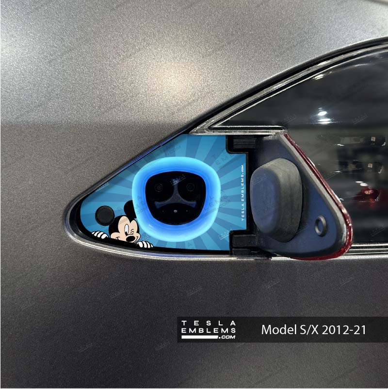 Peekaboo Mickey Tesla Charge Port Wrap - Tesla Emblems