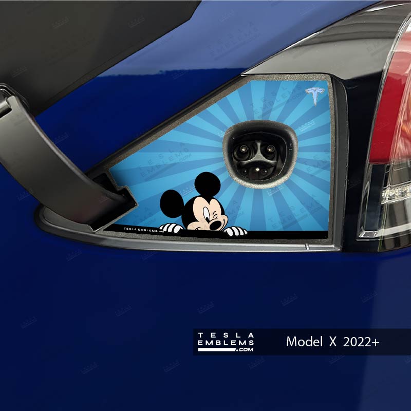 Peekaboo Mickey Tesla Charge Port Wrap - Tesla Emblems