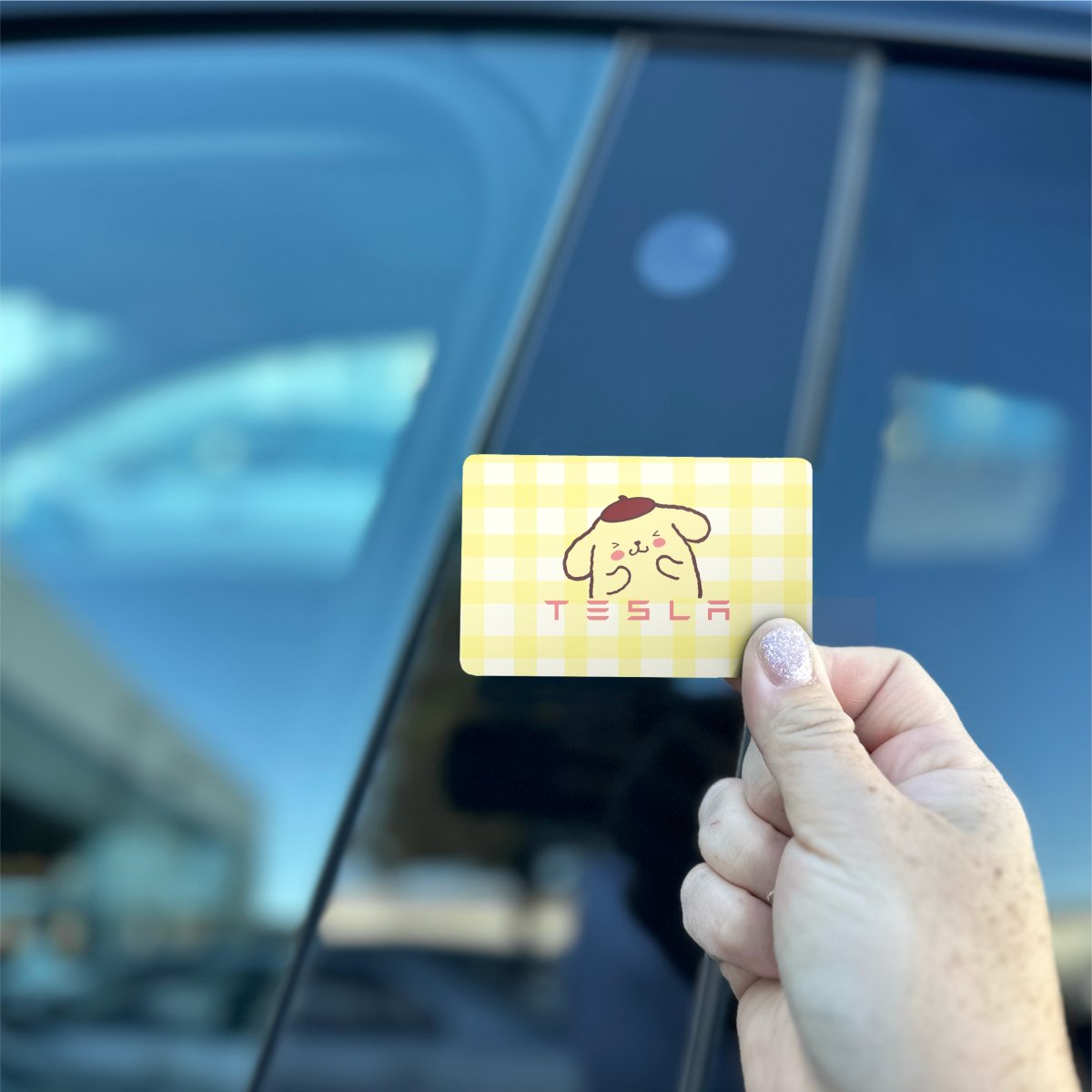 Pompompurin Tesla Keycard Decal - Tesla Emblems