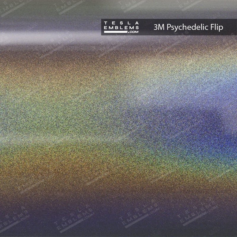 3M Satin Psychedelic Flip Center Console Wrap Kit - Tesla Emblems