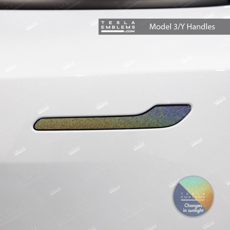 3M Satin Psychedelic Flip Tesla Door Handle Decals (4pcs) - Tesla Emblems
