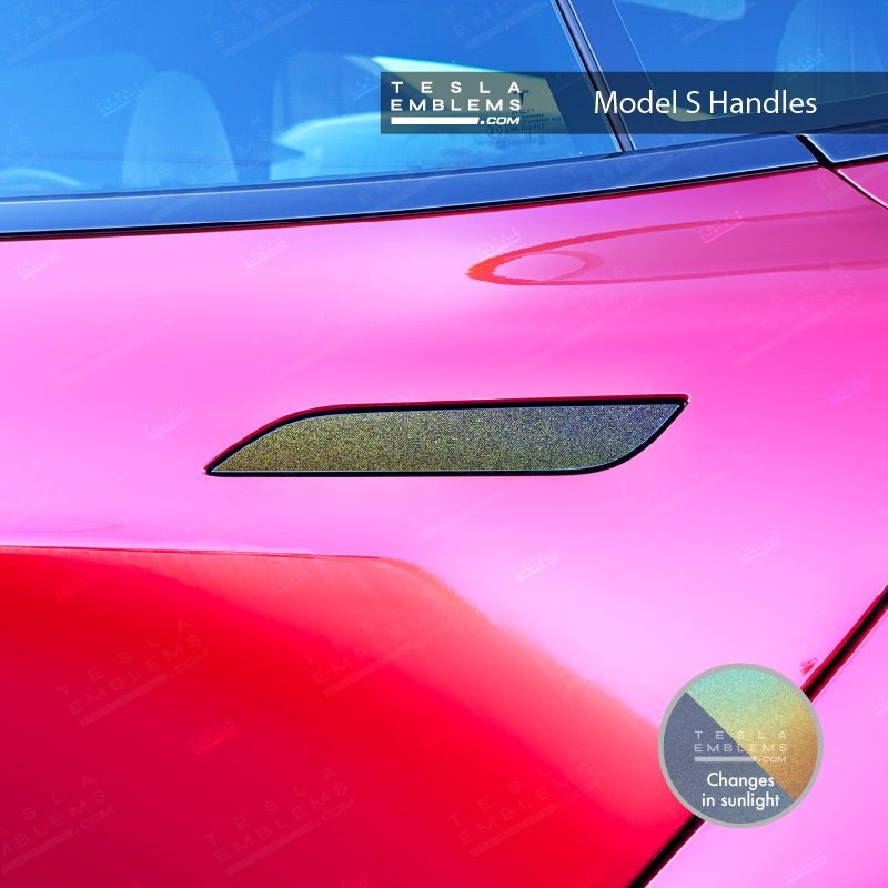 3M Satin Psychedelic Flip Tesla Door Handle Decals (4pcs) - Tesla Emblems