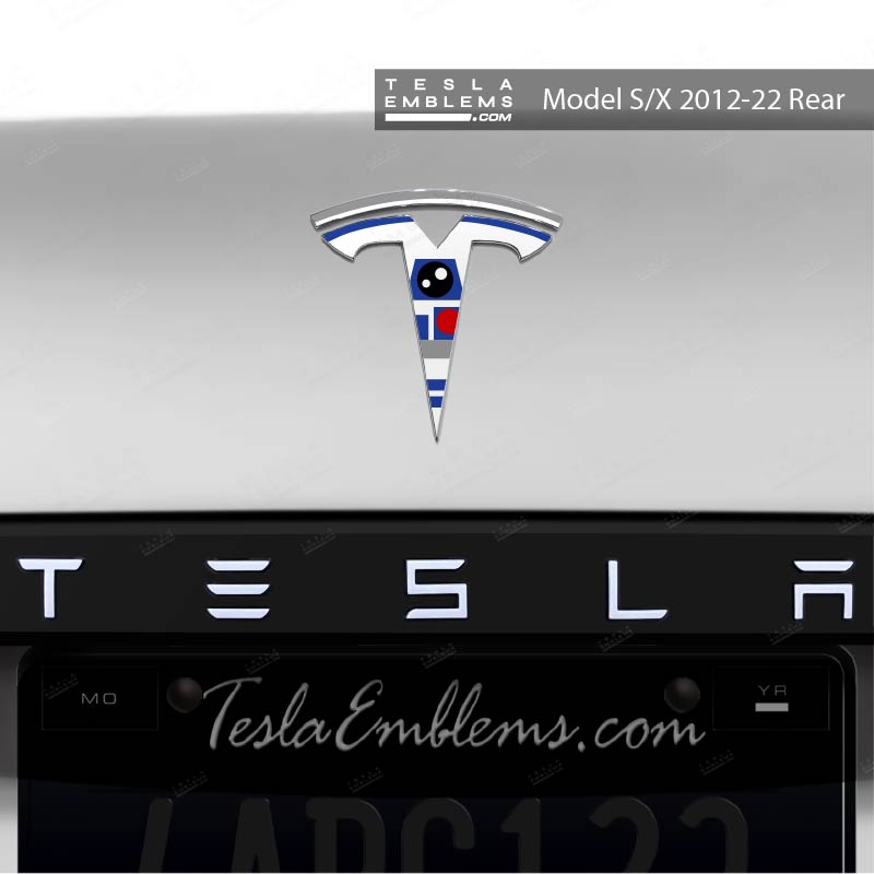 R2D2 Tesla Emblem Decals (Front + Back) - Tesla Emblems