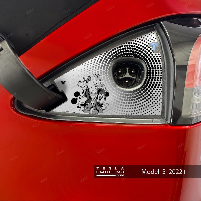Retro Mickey & Friends Tesla Charge Port Wrap - Tesla Emblems