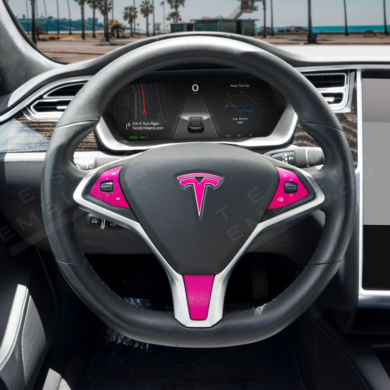 KPMF Momentum Pink Tesla Steering Wheel Trim Decal Kit (4pcs) - Tesla Emblems