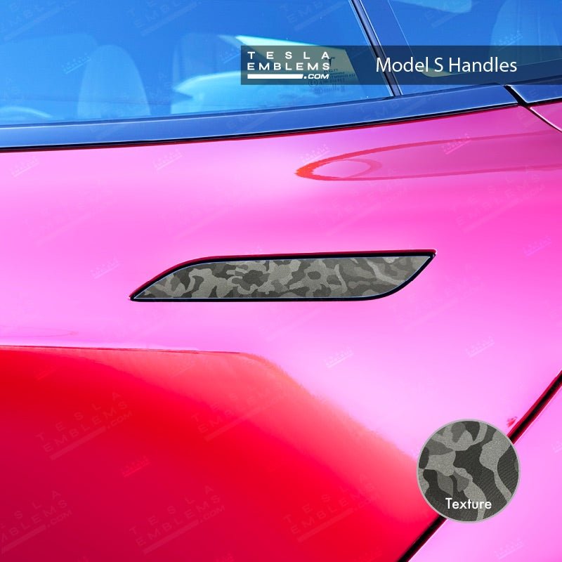 3M Shadow Black Tesla Door Handle Decals (4pcs) - Tesla Emblems