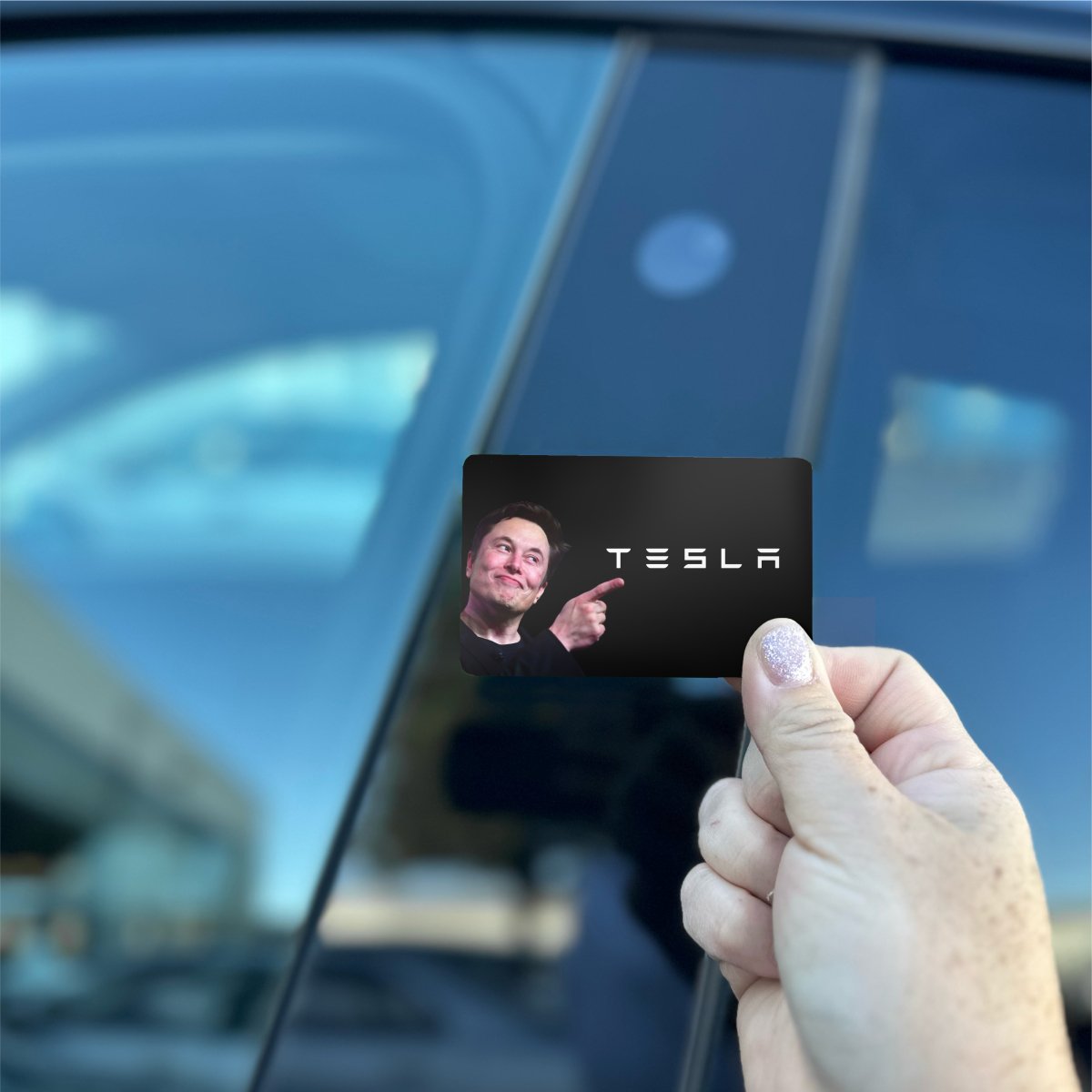 Sil-E-lon Meme Tesla Keycard Decal - Tesla Emblems
