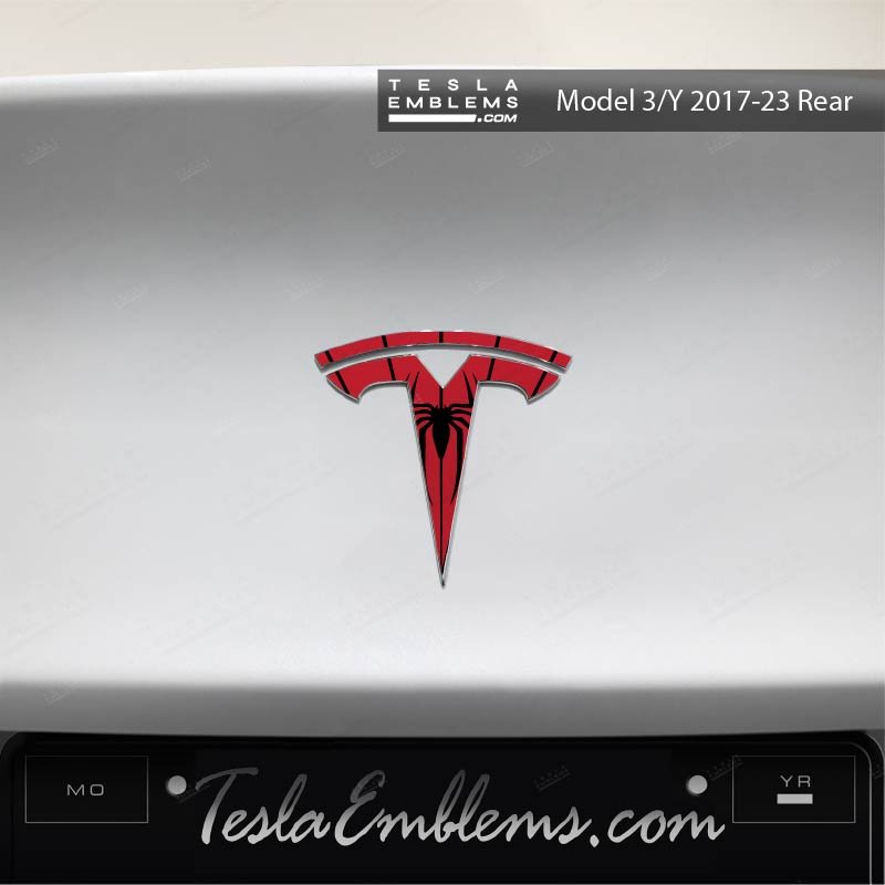 Spider-Man Tesla Emblem Decals (Front + Back) - Tesla Emblems