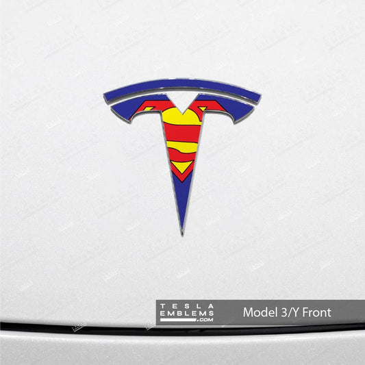 Superman Tesla Emblem Decals (Front + Back) - Tesla Emblems
