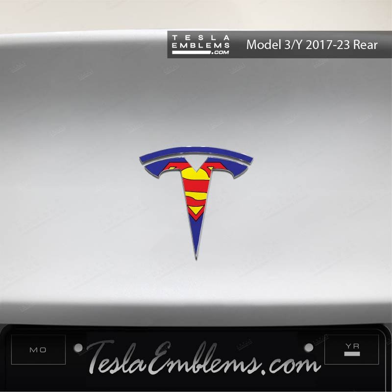 Superman Tesla Emblem Decals (Front + Back) - Tesla Emblems