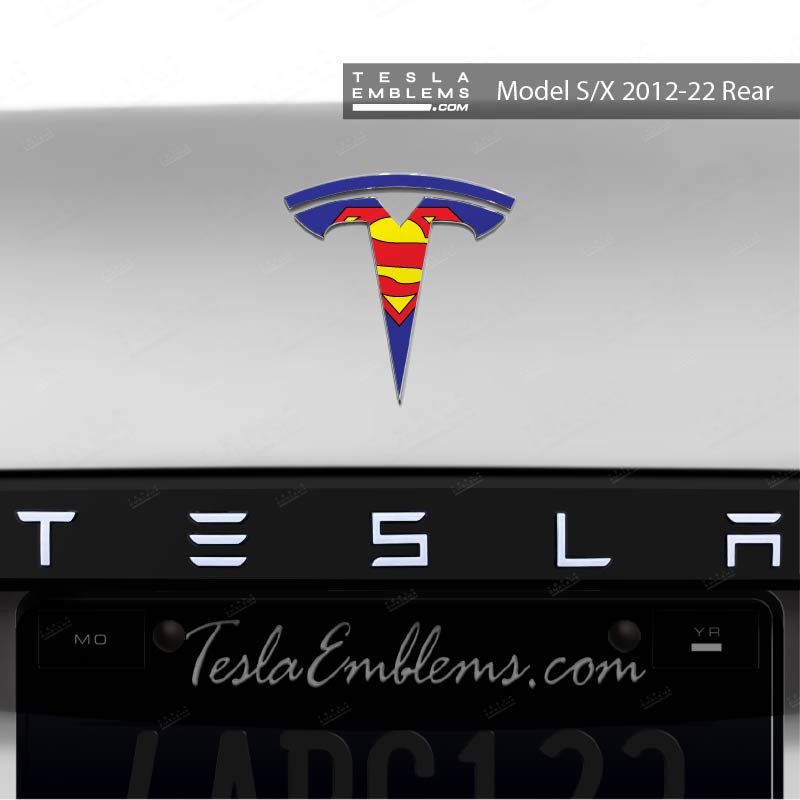 Superman Tesla Emblem Decals (Front + Back) - Tesla Emblems