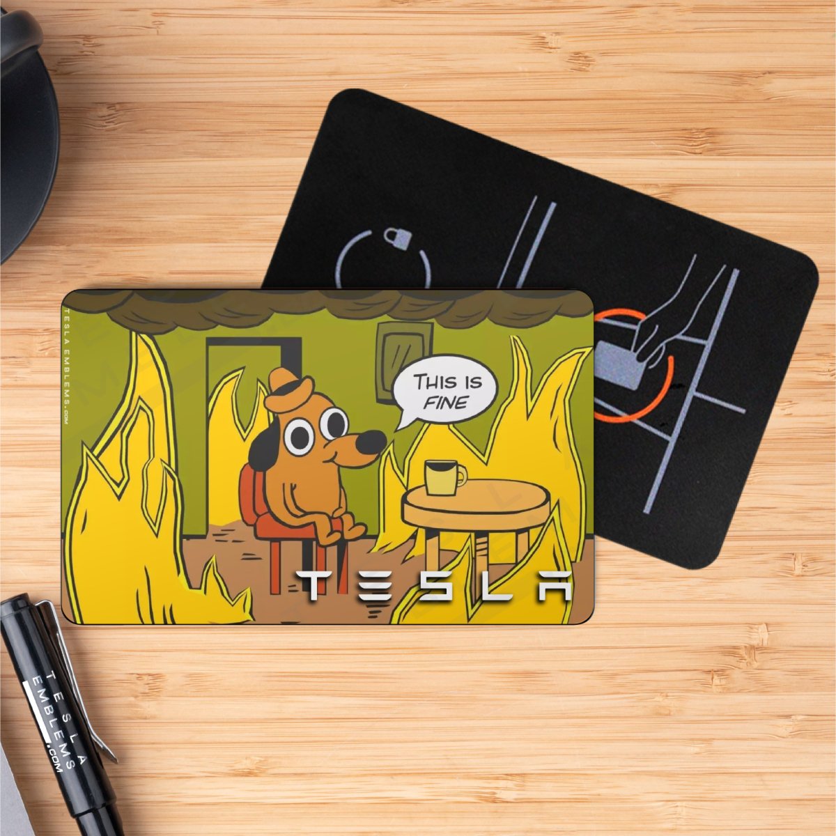 This is Fine Tesla Meme Keycard Decal - Tesla Emblems