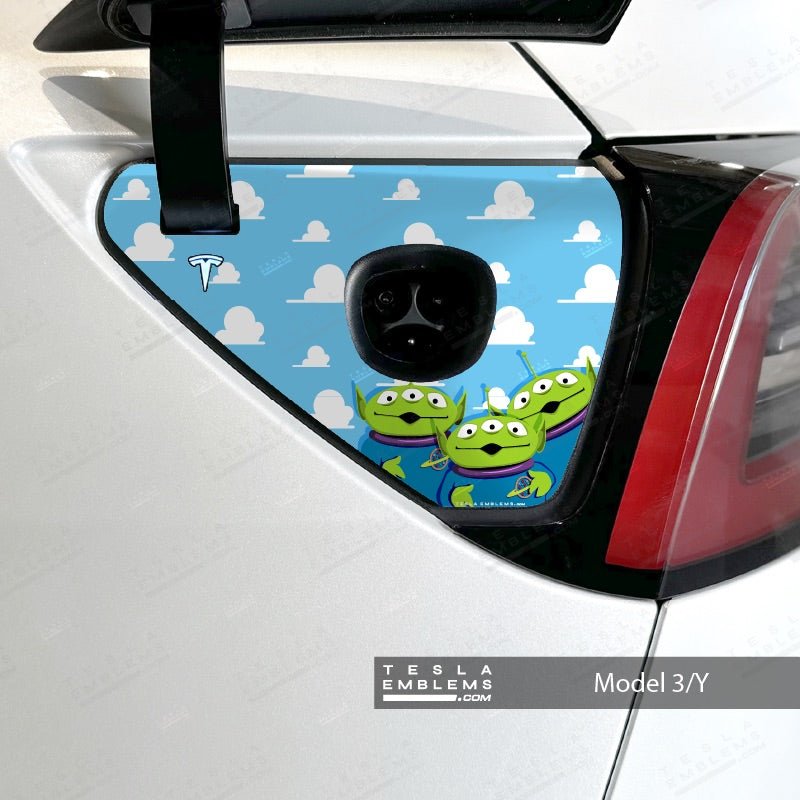 Toy Story Aliens Tesla Charge Port Wrap - Tesla Emblems