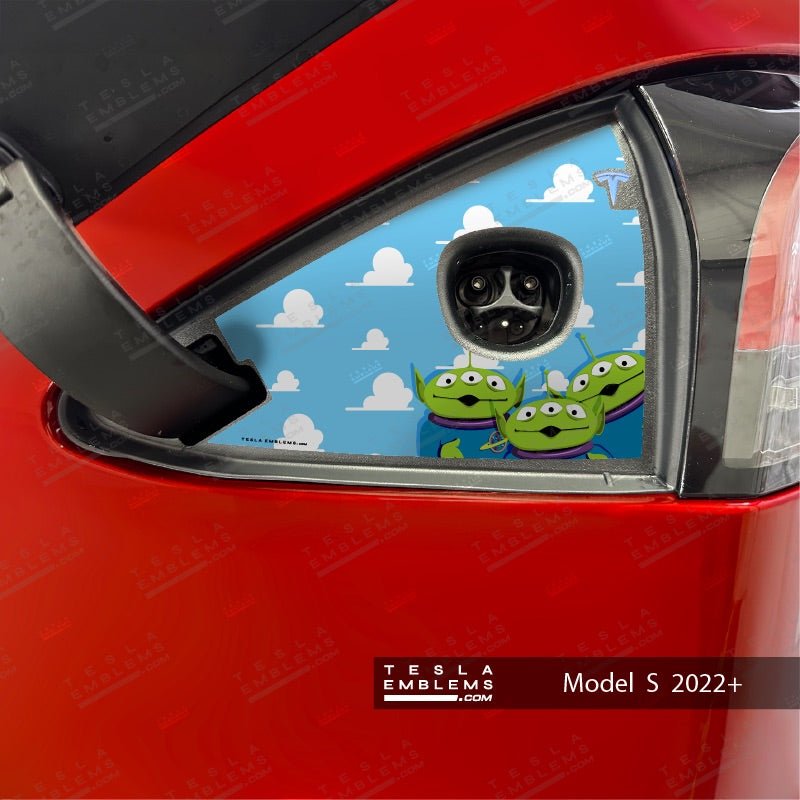 Toy Story Aliens Tesla Charge Port Wrap - Tesla Emblems