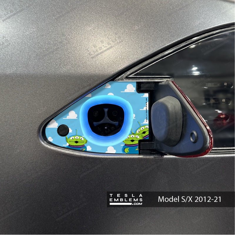 Toy Story Aliens Tesla Charge Port Wrap - Tesla Emblems