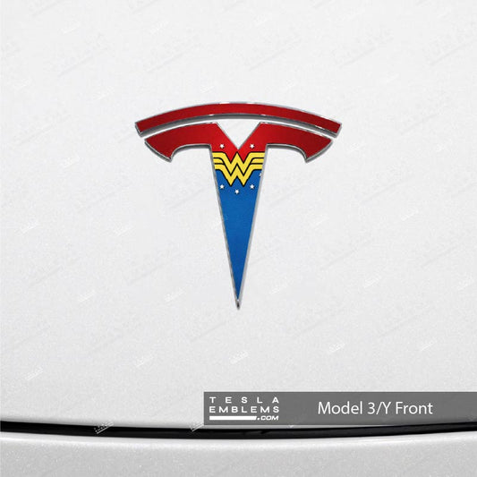 Wonder Woman Tesla Emblem Decals (Front + Back) - Tesla Emblems