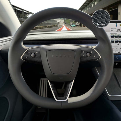 3M Carbon Fiber Tesla Steering Wheel Trim Decal Kit (3pcs) | M3 Feb 2024 - '25 "Highland" - Tesla Emblems