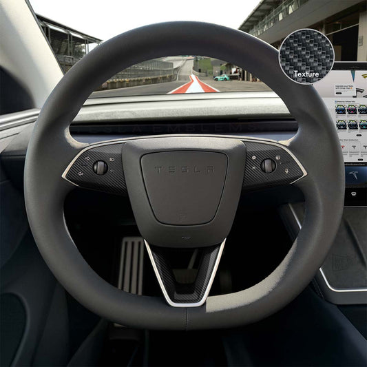 3M Carbon Fiber Tesla Steering Wheel Trim Decal Kit (3pcs) | M3 Feb 2024 - '25 "Highland" - Tesla Emblems