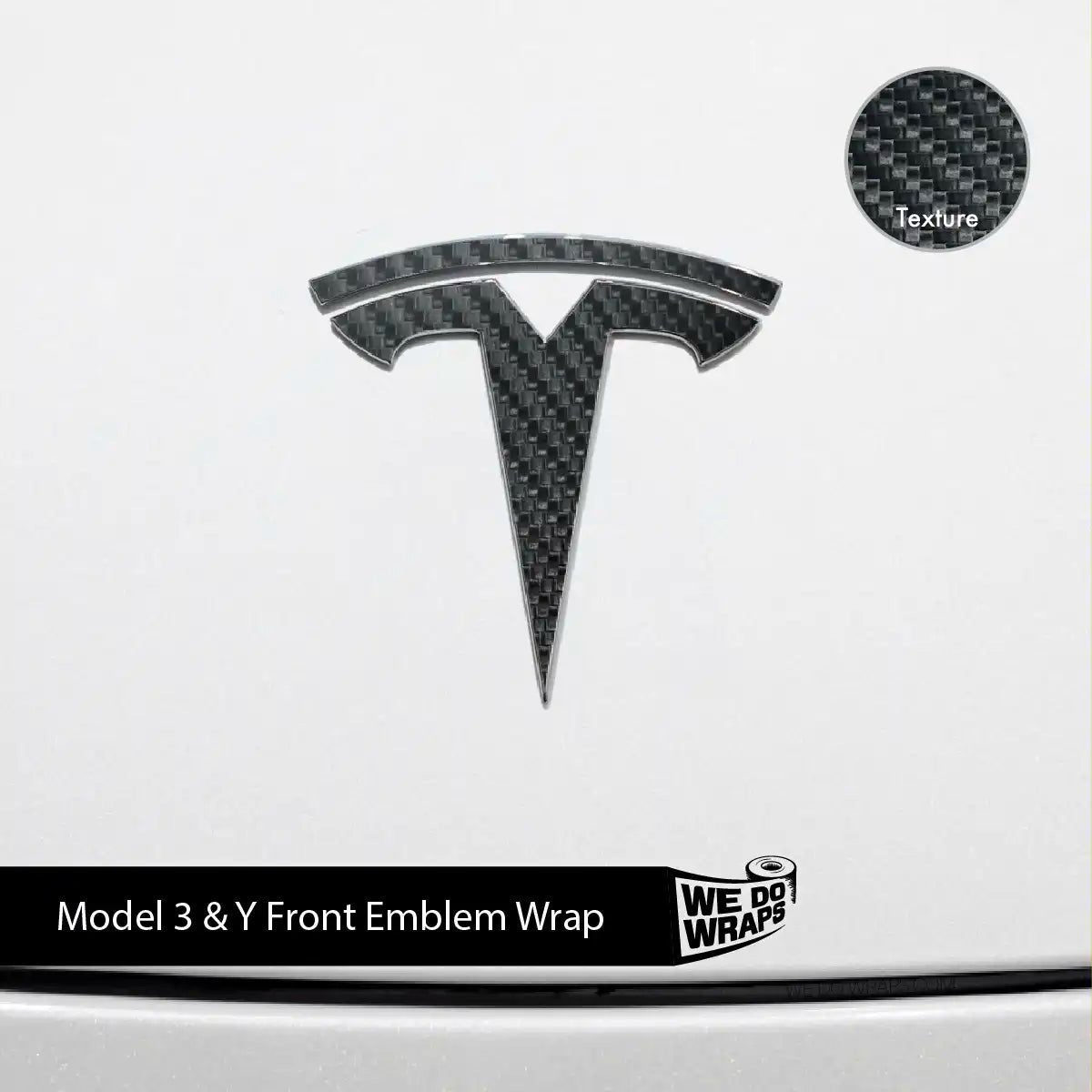 3M Carbon Fiber Tesla Emblem Decals (Front + Back) | Model Y - Tesla Emblems