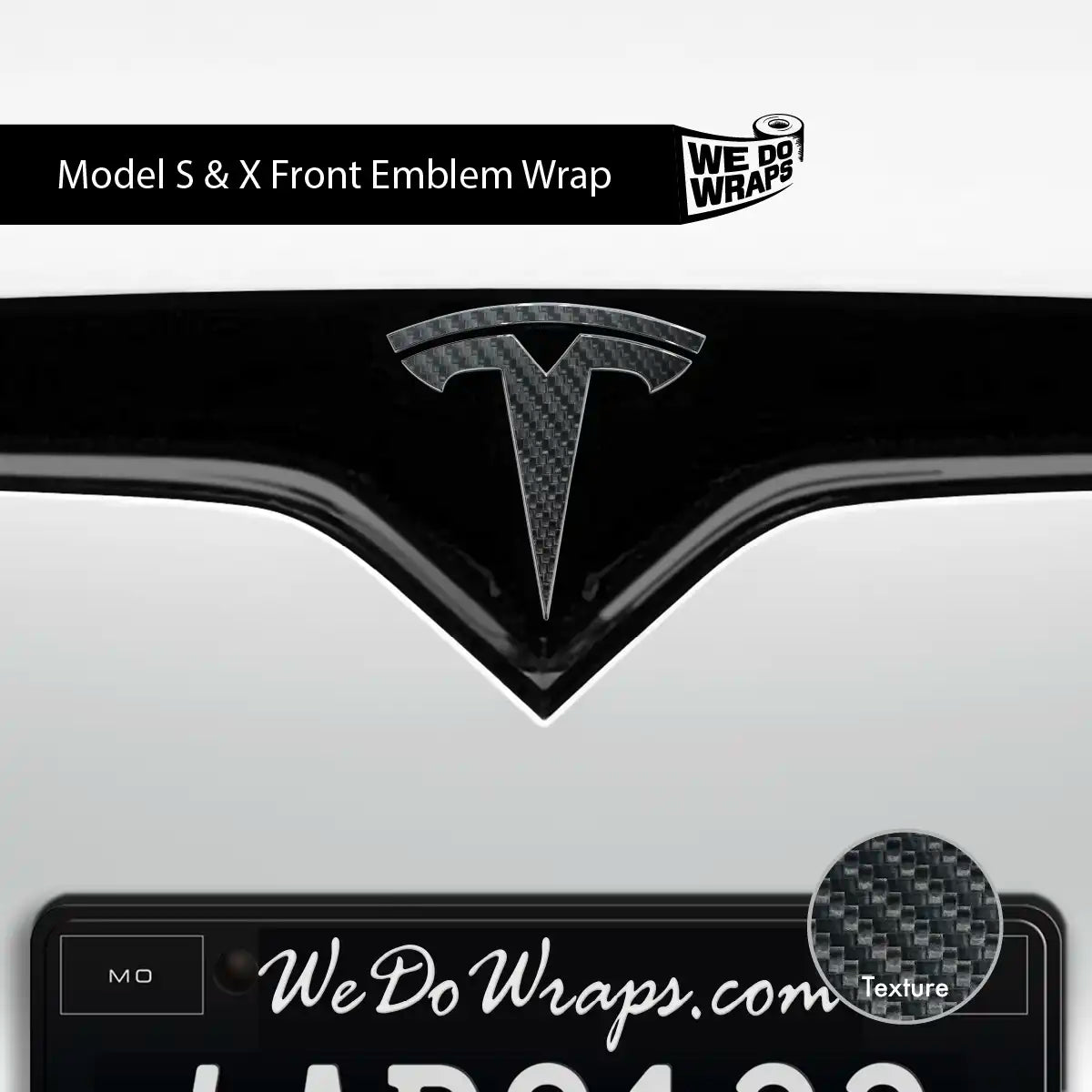 3M Carbon Fiber Tesla Emblem Decals (Front + Back) | Model S - Tesla Emblems