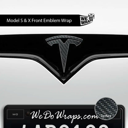 3M Carbon Fiber Tesla Emblem Decals (Front + Back) | Model S - Tesla Emblems