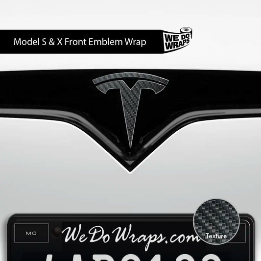3M Carbon Fiber Tesla Emblem Decals (Front + Back) | Model S - Tesla Emblems