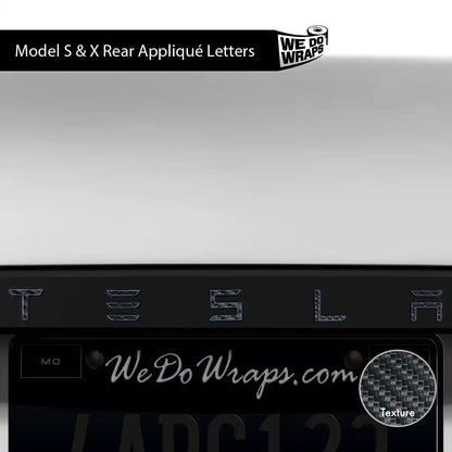 3M Carbon Fiber Tesla Emblem Decals (Front + Back) | Model S - Tesla Emblems