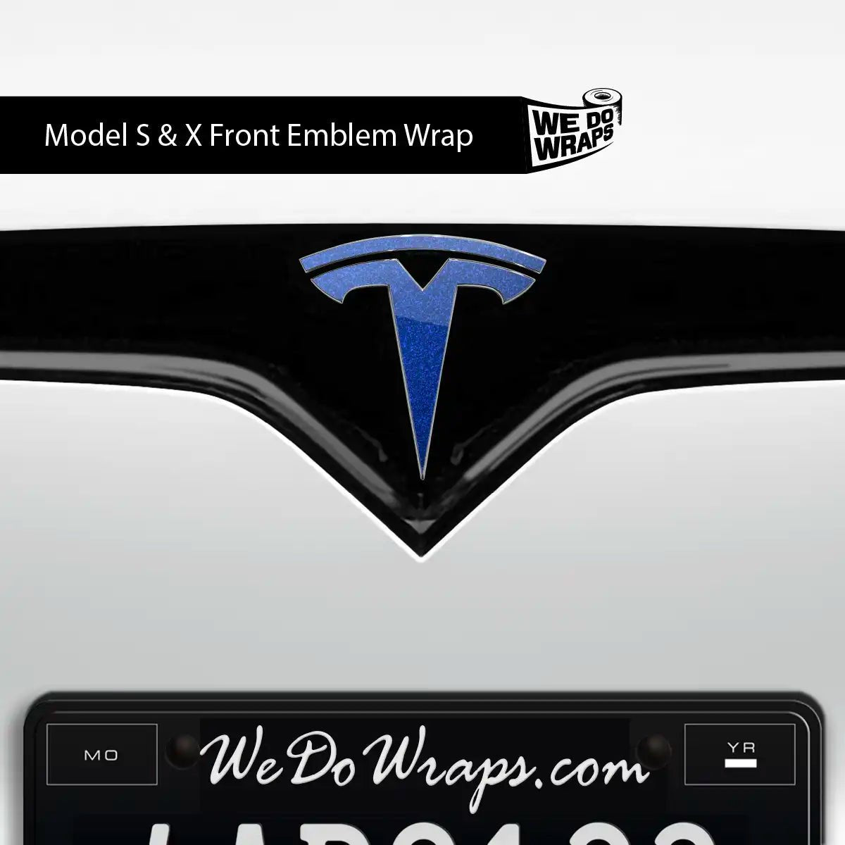 3M Deep Blue Metallic Tesla Emblem Decals (Front + Back) | Model X - Tesla Emblems