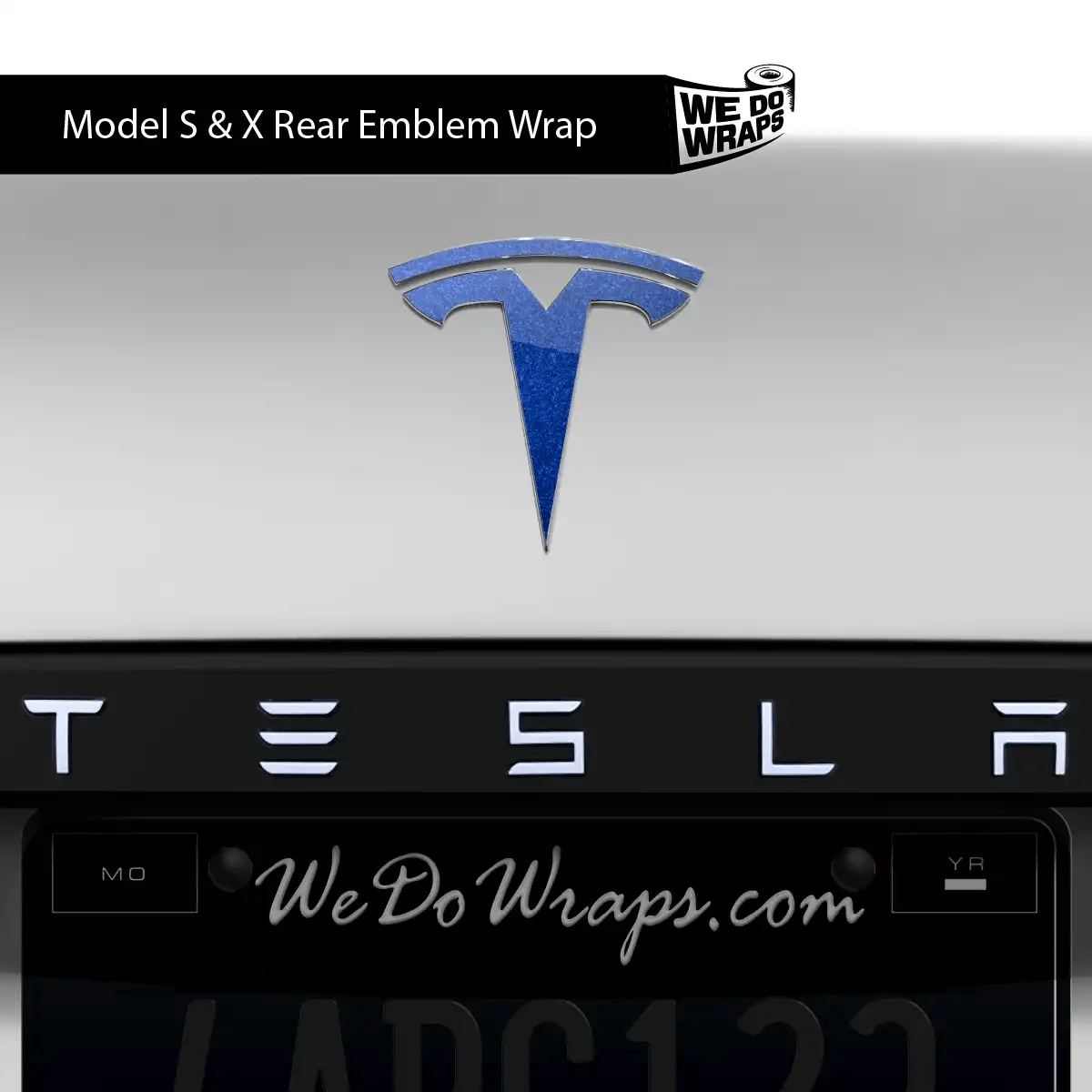 3M Deep Blue Metallic Tesla Emblem Decals (Front + Back) | Model X - Tesla Emblems