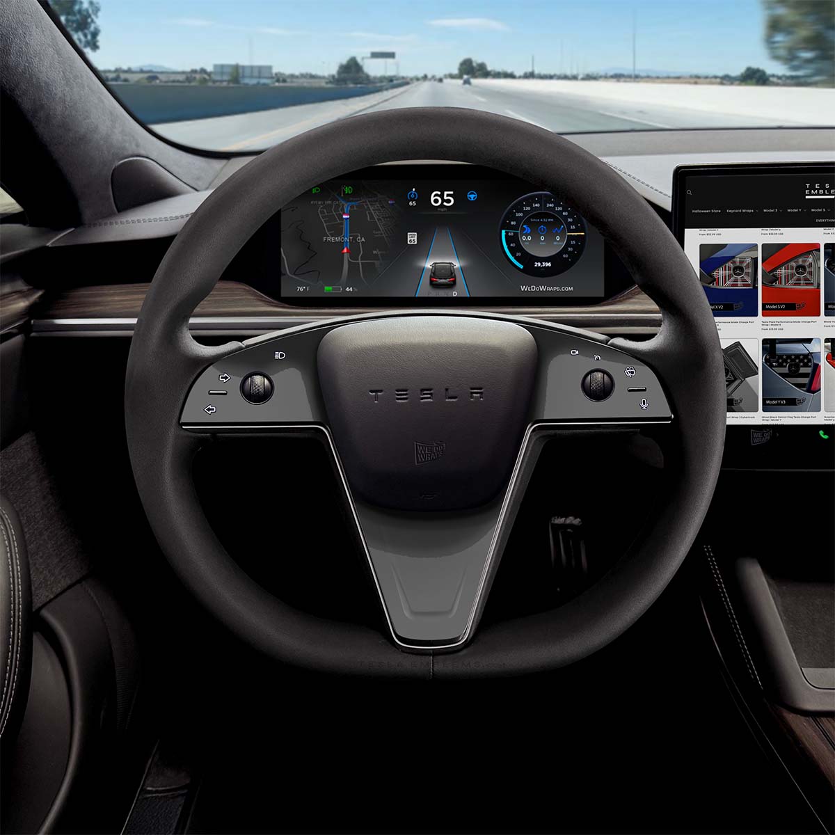 3M Gloss Black Tesla Steering Wheel Trim Decal Kit (3pcs) | MS Feb 2021+ - Tesla Emblems