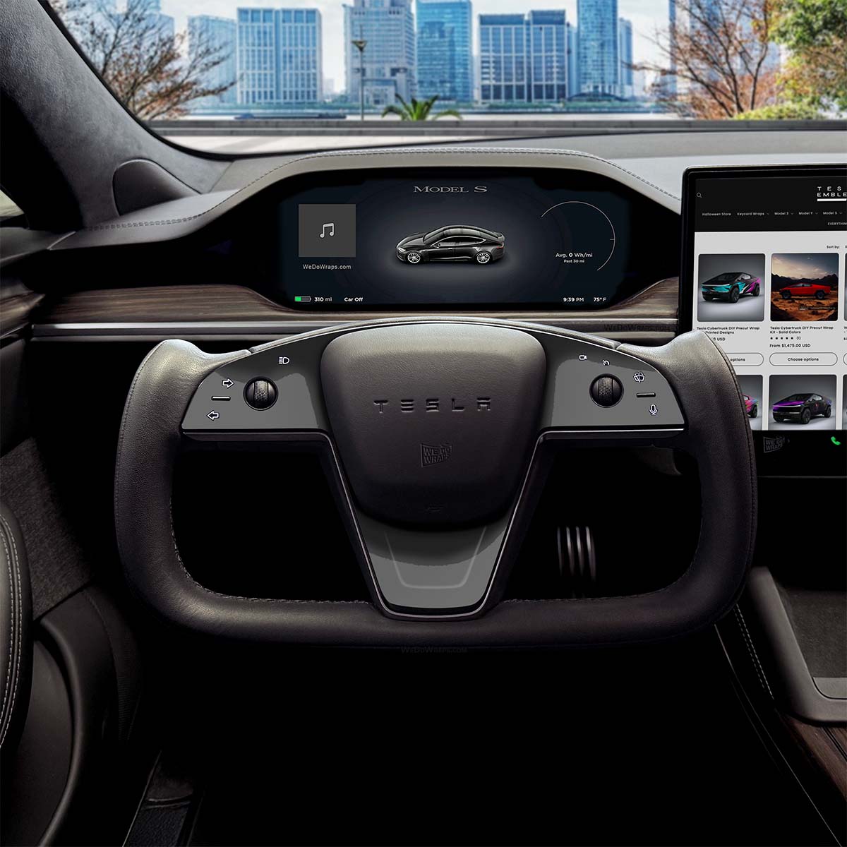 3M Gloss Black Tesla Steering Wheel Trim Decal Kit (3pcs) | MS Feb 2021+ - Tesla Emblems