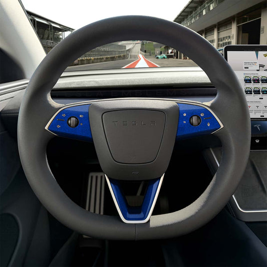 3M Deep Blue Metallic Tesla Steering Wheel Trim Decal Kit (3pcs) | M3 Feb 2024 - '25 "Highland" - Tesla Emblems