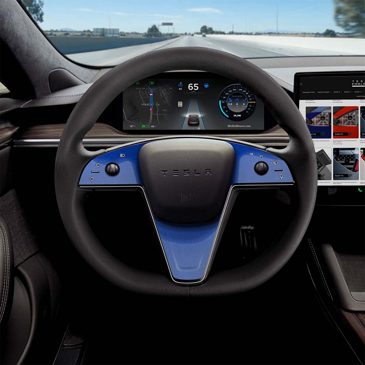 3M Deep Blue Metallic Tesla Steering Wheel Trim Decal Kit (3pcs) | MS Feb 2021+ - Tesla Emblems