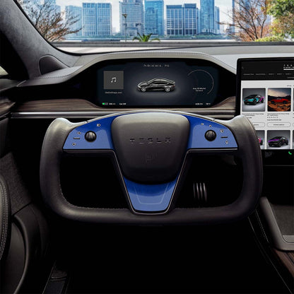3M Deep Blue Metallic Tesla Steering Wheel Trim Decal Kit (3pcs) | MX Feb 2021+ - Tesla Emblems