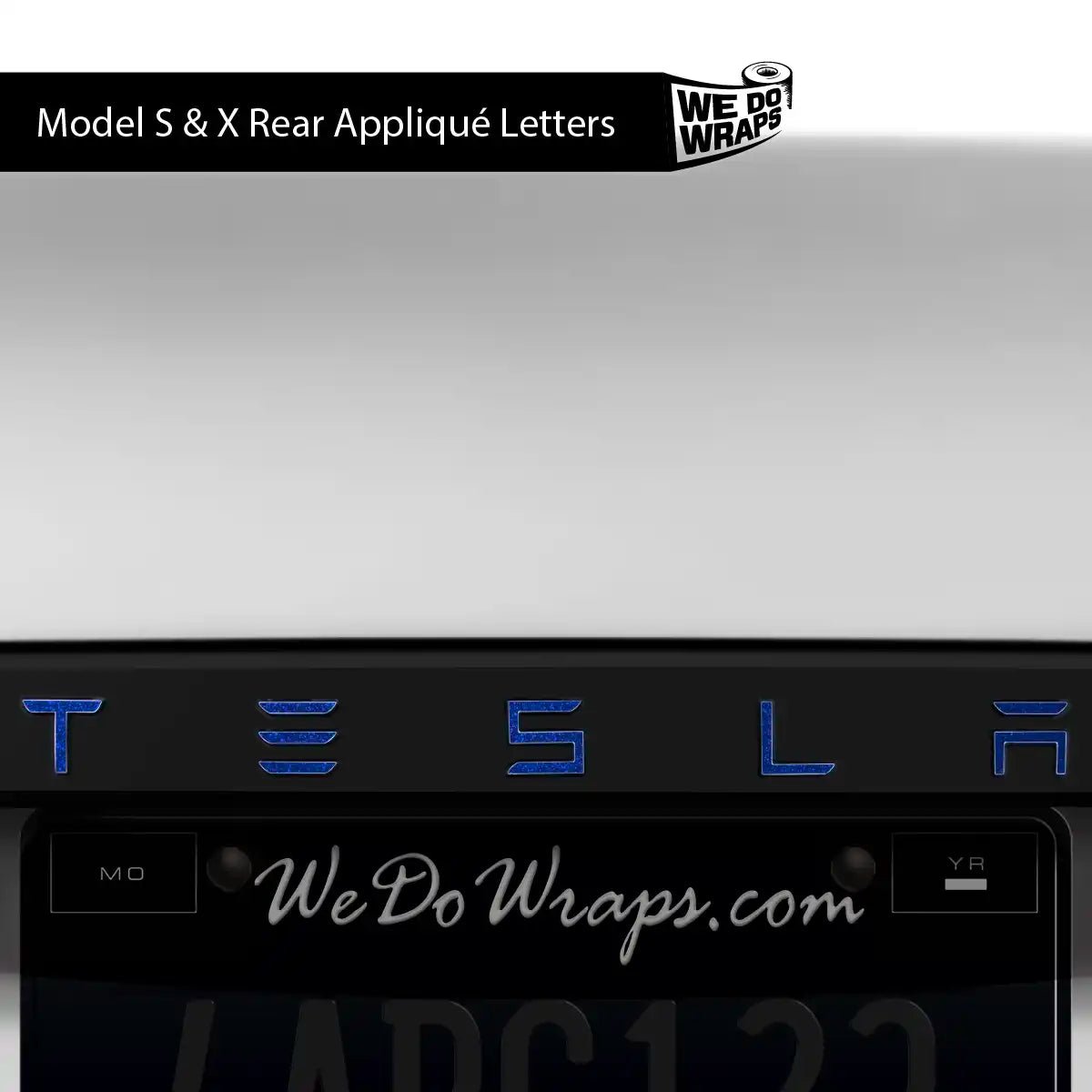 3M Deep Blue Metallic Tesla Emblem Decals (Front + Back) | Model X - Tesla Emblems