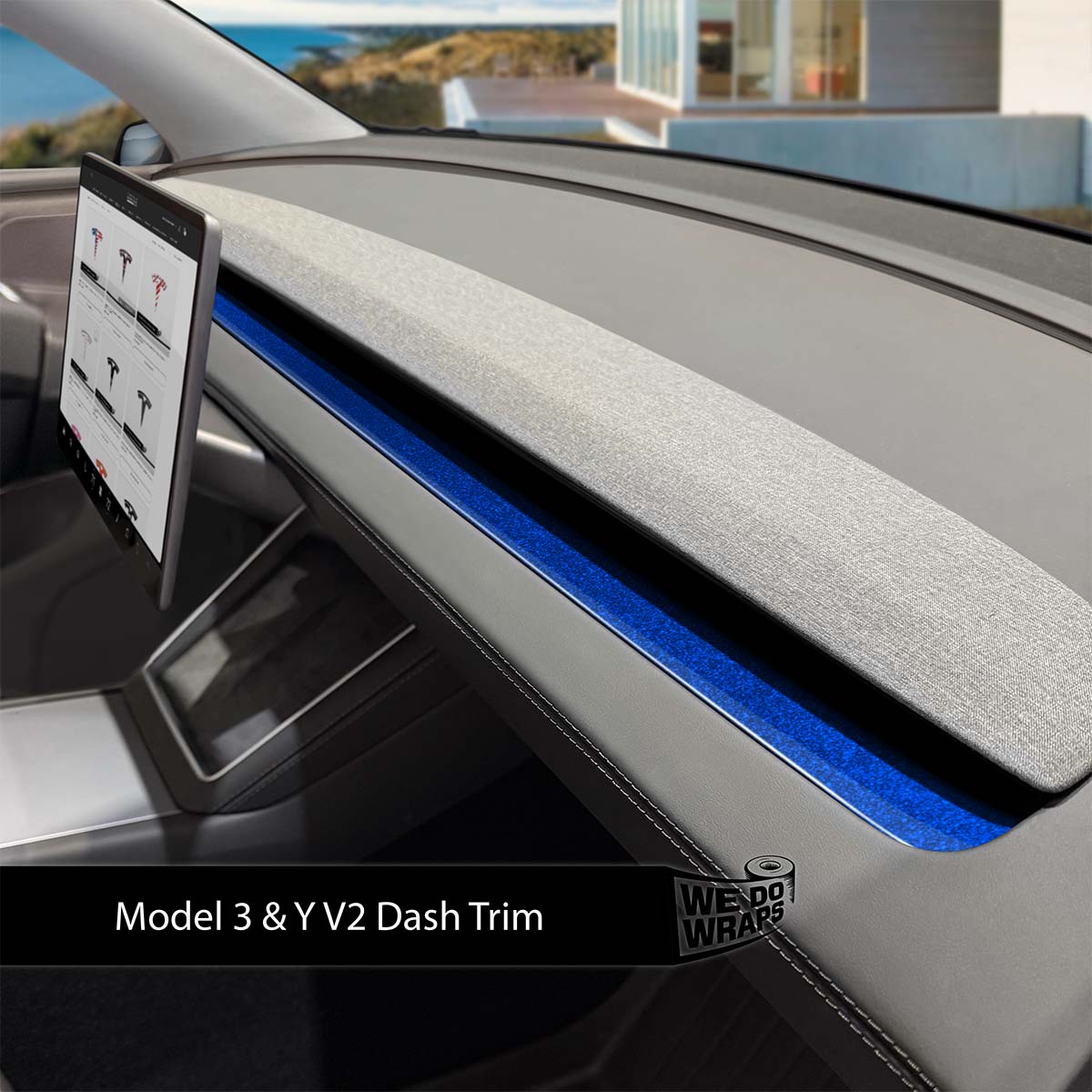 3M Deep Blue Metallic Tesla Dash Trim Wrap | Model 3 ’24-26 Refresh