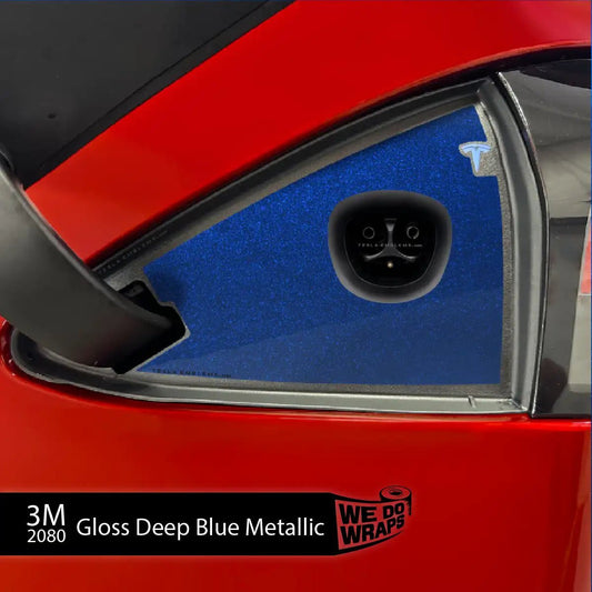 3M Deep Blue Metallic Tesla Charge Port Wrap | Model S - Tesla Emblems