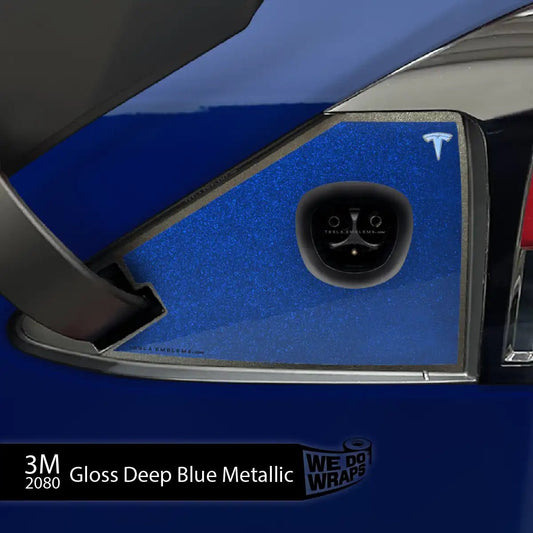 3M Deep Blue Metallic Tesla Charge Port Wrap | Model X - Tesla Emblems