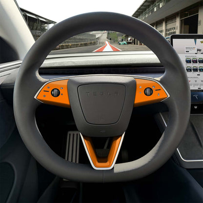 3M Gloss Deep Orange Tesla Steering Wheel Trim Decal Kit (3pcs) | M3 Feb 2024 - '25 "Highland" - Tesla Emblems