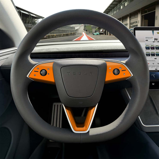 3M Gloss Deep Orange Tesla Steering Wheel Trim Decal Kit (3pcs) | M3 Feb 2024 - '25 "Highland" - Tesla Emblems