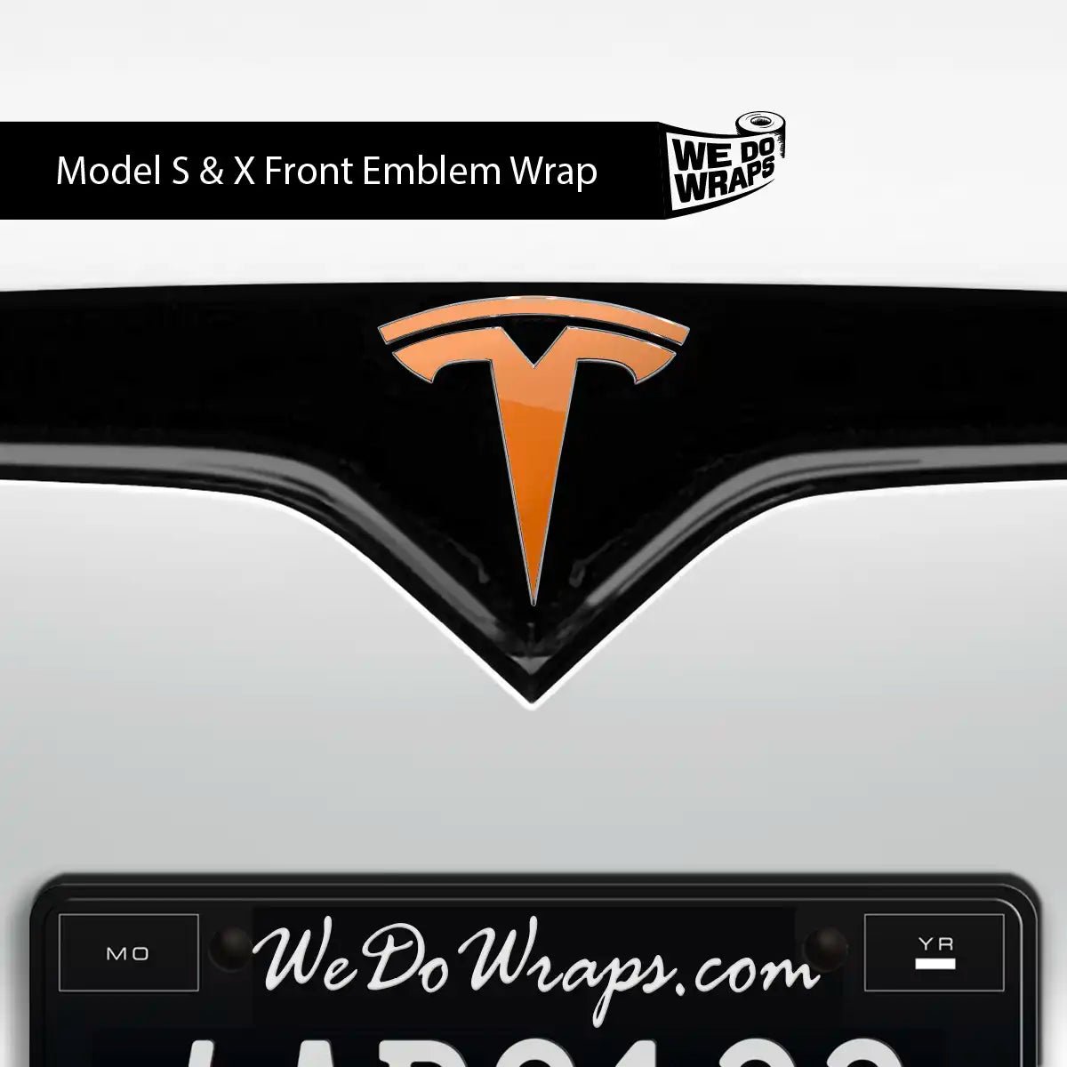 3M Gloss Deep Orange Tesla Emblem Decals (Front + Back) | Model X - Tesla Emblems